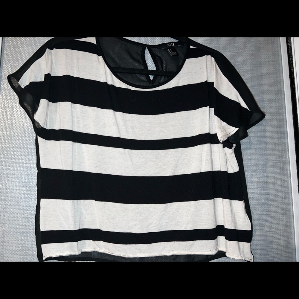 Striped Crop with Sheer Back